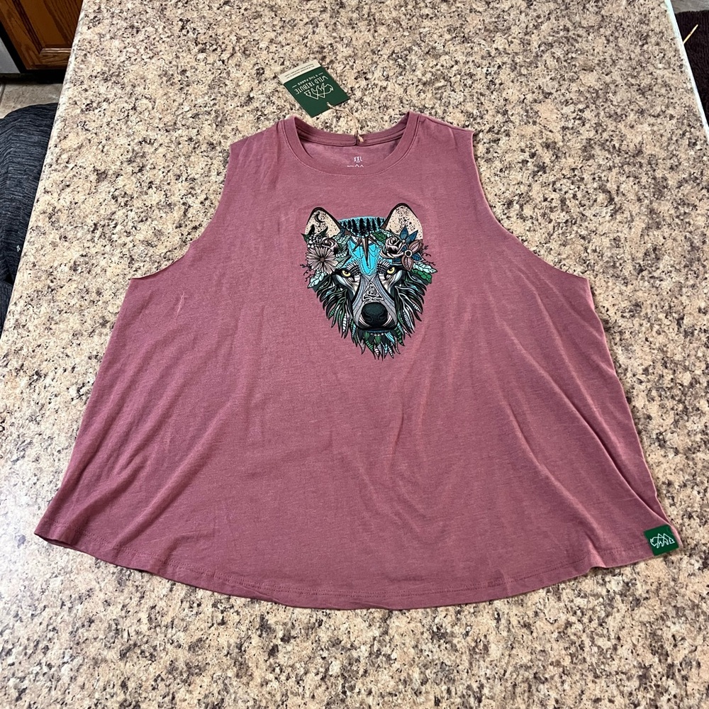 Women's Mauve wild Tribute Graphic Boho Wolf Tank Top